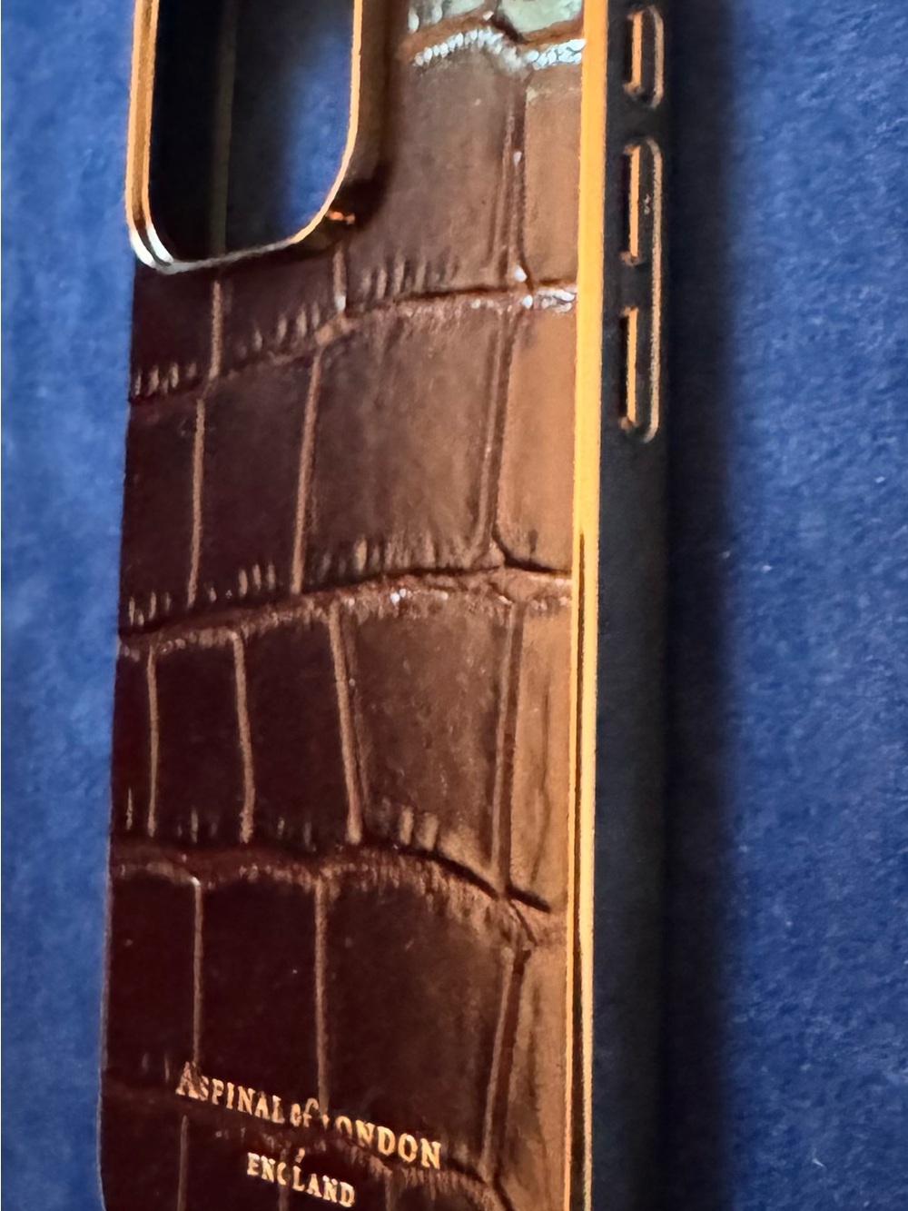 Aspinal of London iPhone 15 Pro Leather Case Deep Shine Amazon Brown Croc - Picture 3 of 6